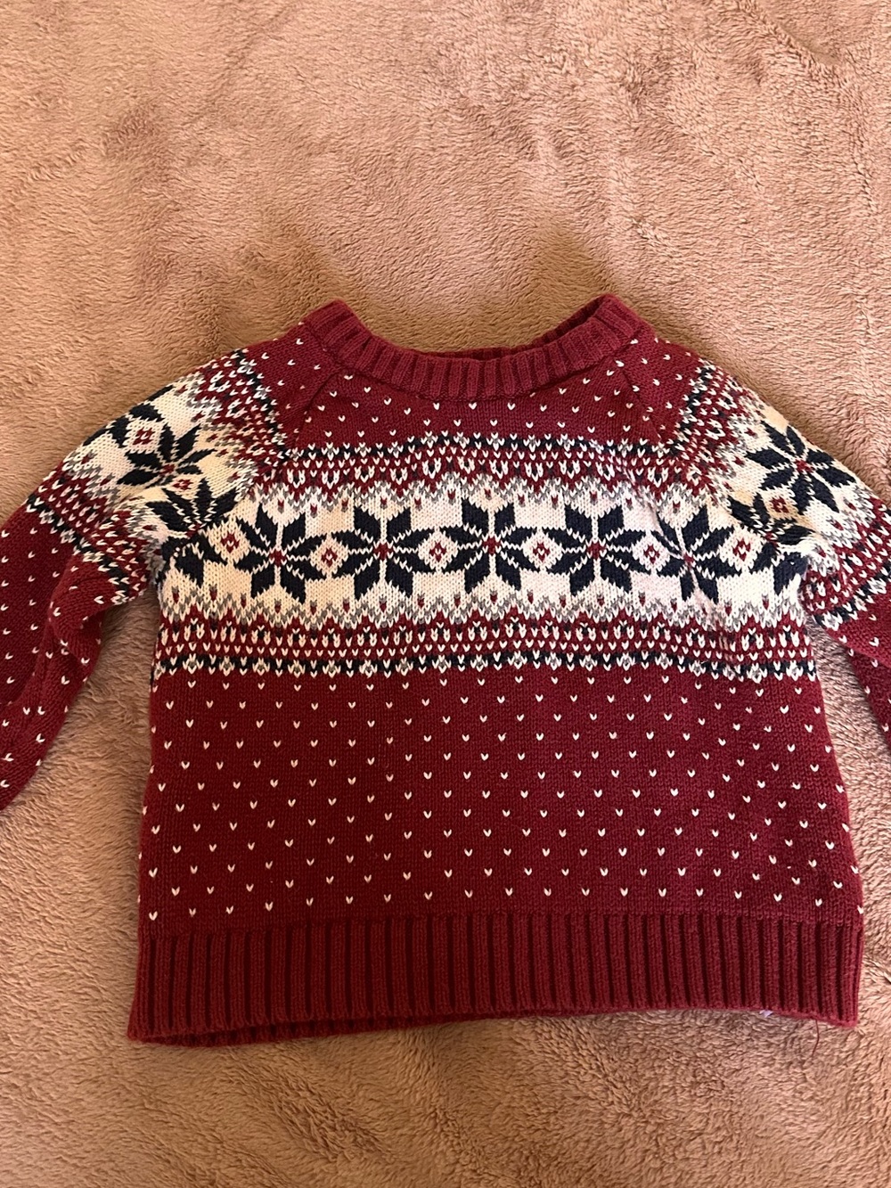 Old Navy Red Fair Isle Crew Neck Sweater 3t